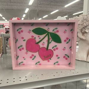 Juicy Couture Heart Cherries Trinket Table Tray w/ Glass Base Valentines Day